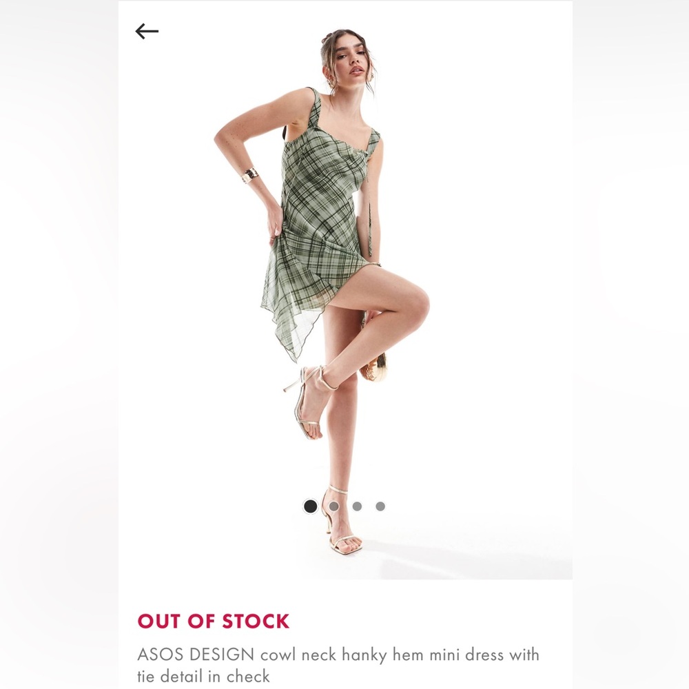 ASOS Green Plaid Asymmetrical Dress